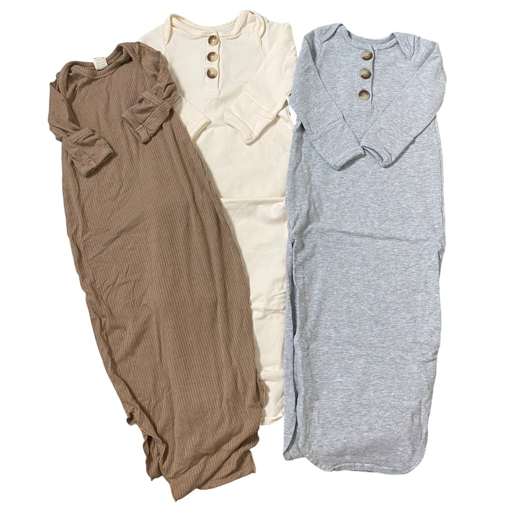 Baby Gowns 0-3 Months Newborn Gender Neutral 3 Piece Bundle Kate Quinn Minimal